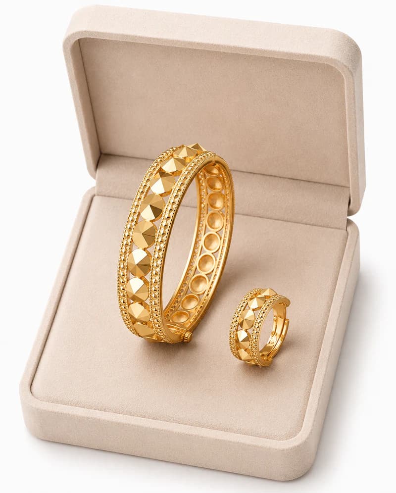 Studded Gold Bangle Set