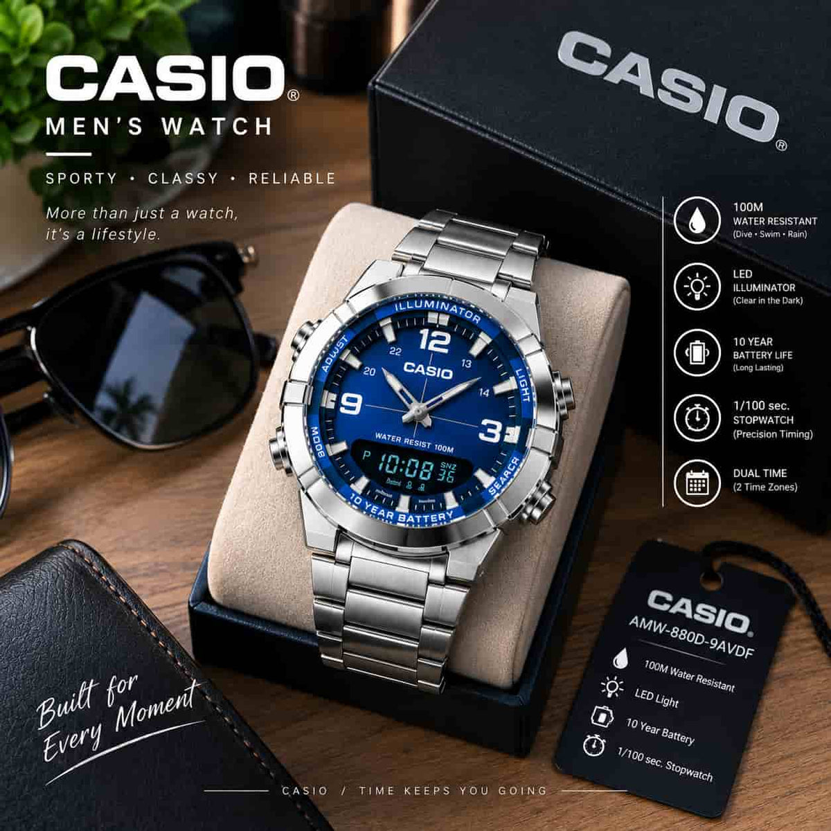 Casio Men's Watch AMW-880D-9AVDF - zaynamart.com