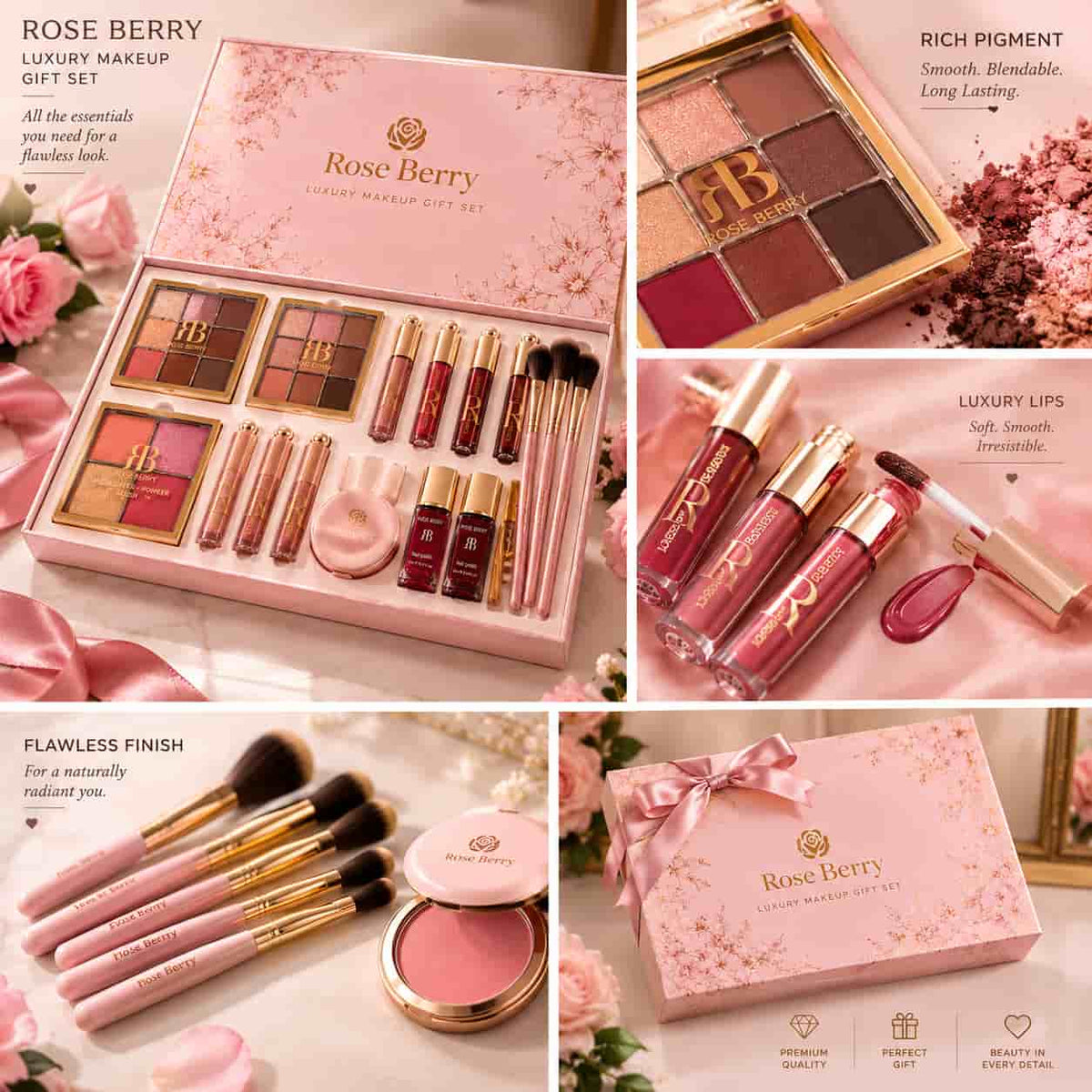 Rose Berry Luxury Makeup Gift Set – Complete Beauty Collection - zaynamart.com