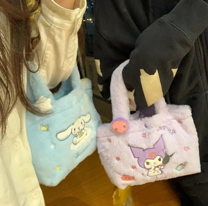 Soft & Fluffy Cartoon Tote Bag – Kawaii Plush Handbag for Girls - zaynamart.com