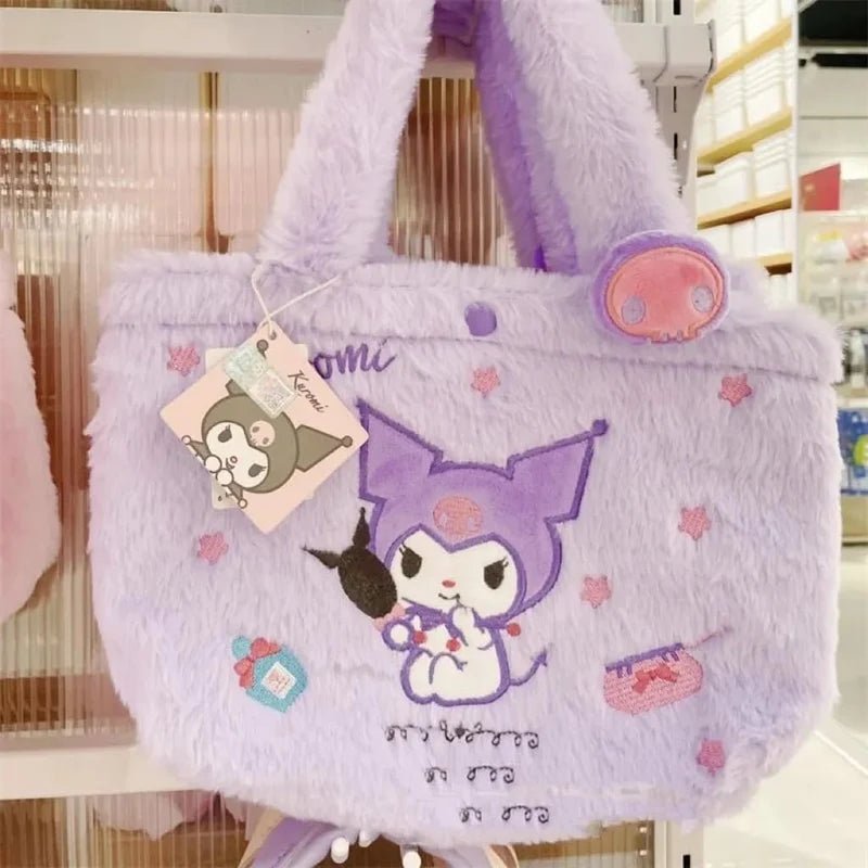 Soft & Fluffy Cartoon Tote Bag – Kawaii Plush Handbag for Girls - zaynamart.com